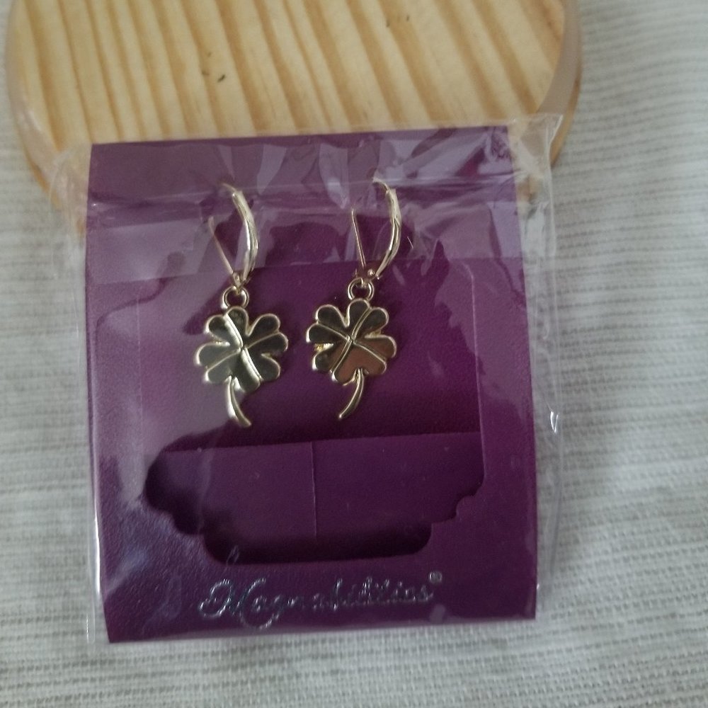 Magnabilities Gold Clover Earrings